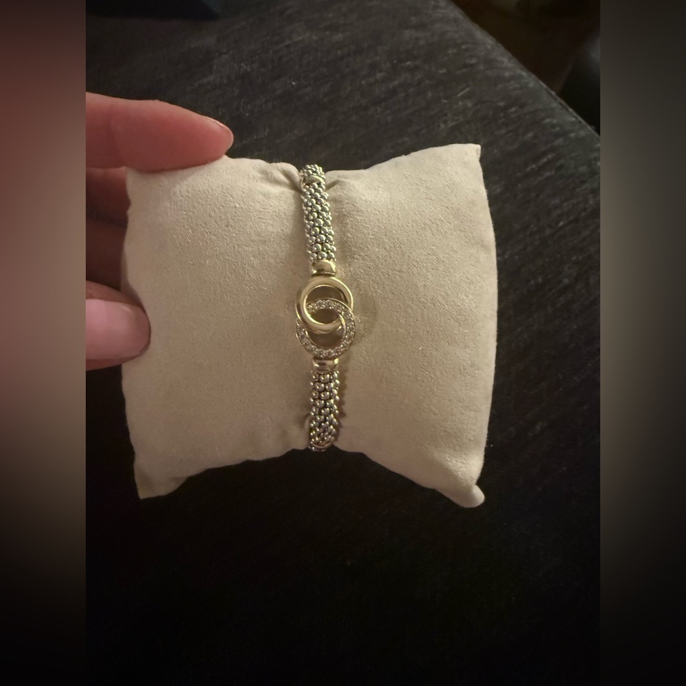 Authentic Lagos diamond 18k gold and ss .925 bracelet. 6mm size 7” Msrp $2130